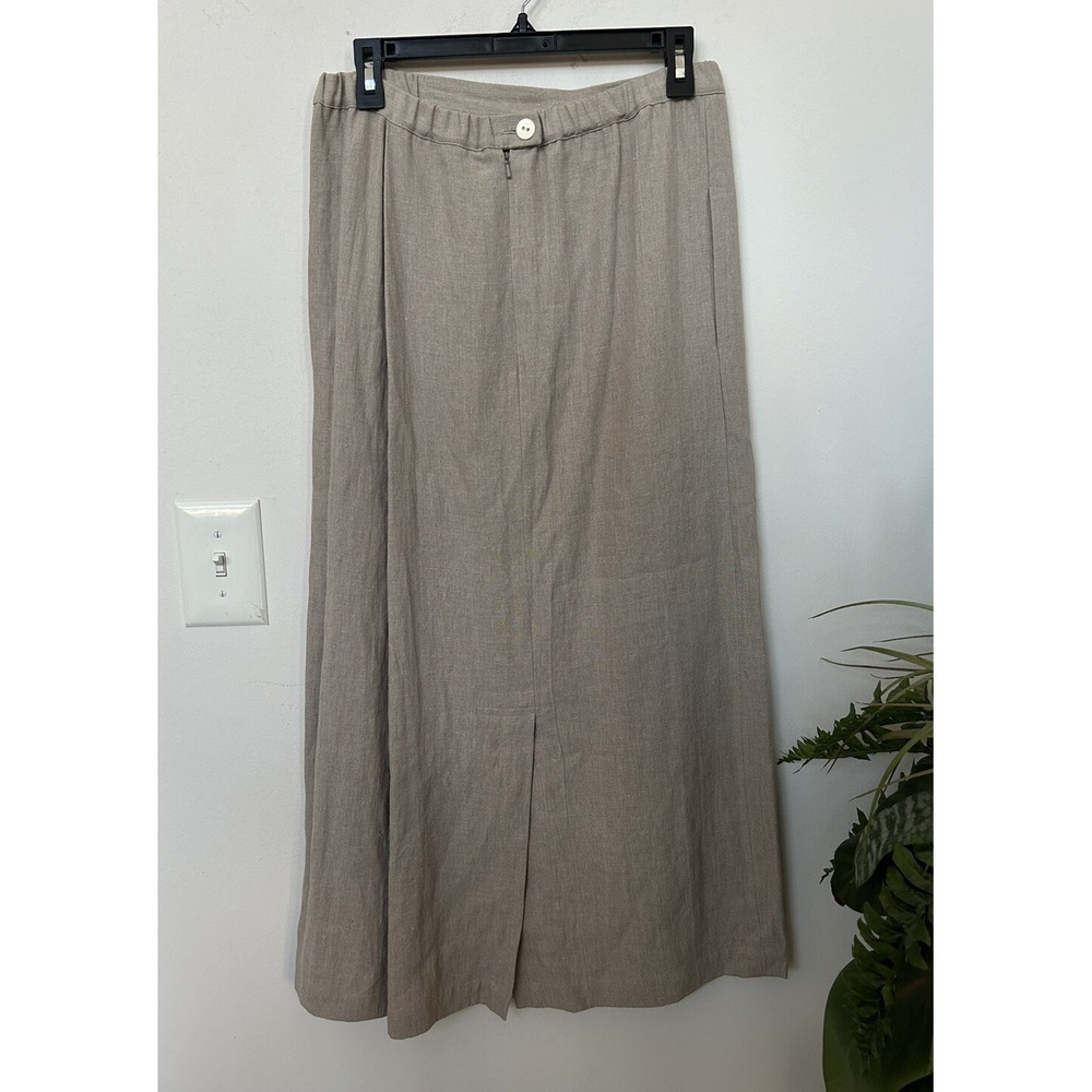 Shirin Guild Skirt Women's Beige 100% Linen Maxi Elastic Waist Boho Lagenlook S - Picture 2 of 5